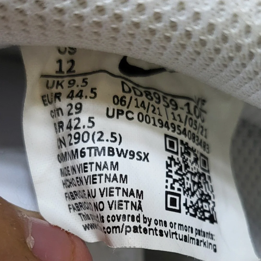 Nike Air Force 1 07 Mens Size 12 White Good DD8959-100 Triple‎ White Low Top